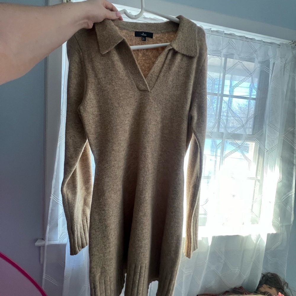 Lulu's Camel Knit Collared Sweater